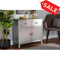 Baxton Studio LD18B051-Silver-Cabinet Romain French Industrial Silver Metal 2-Door Accent Storage Cabinet
